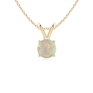5mm AAAA V-Bale Round Opal Solitaire Pendant in Yellow Gold
