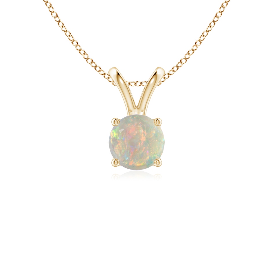 5mm AAAA V-Bale Round Opal Solitaire Pendant in Yellow Gold 
