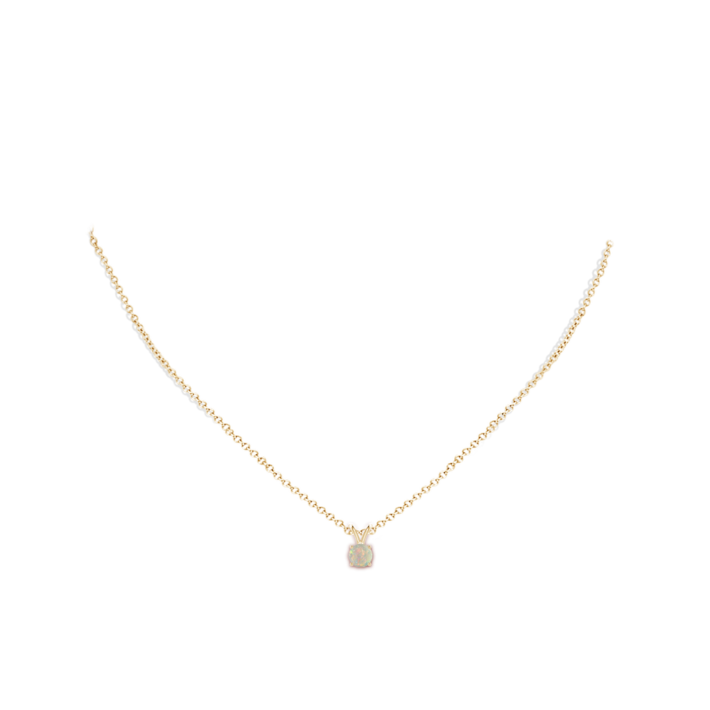 5mm AAAA V-Bale Round Opal Solitaire Pendant in Yellow Gold Body-Neck