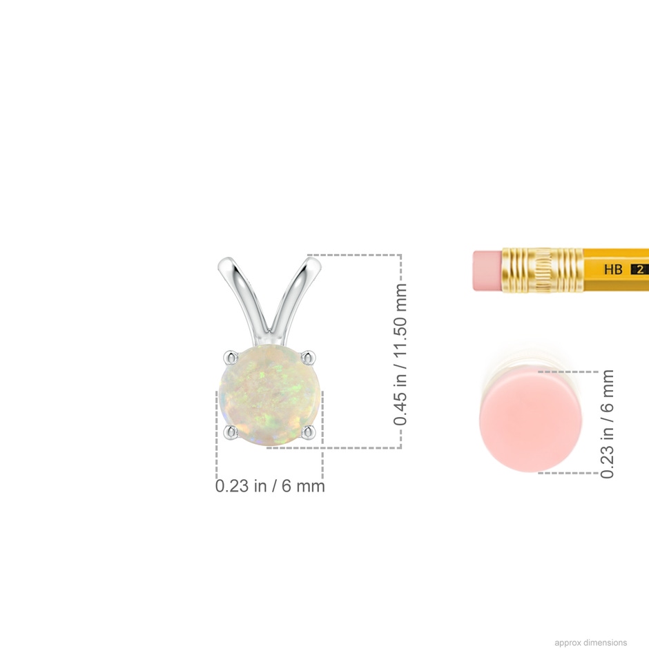 6mm AAA V-Bale Round Opal Solitaire Pendant in S999 Silver ruler