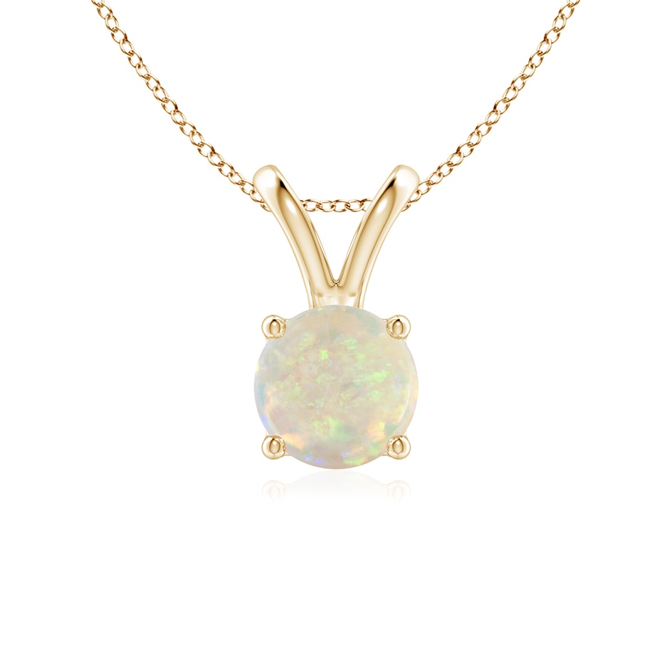 6mm AAA V-Bale Round Opal Solitaire Pendant in Yellow Gold 