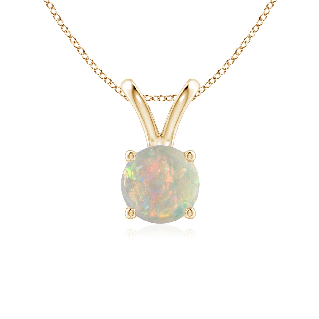 6mm AAAA V-Bale Round Opal Solitaire Pendant in 10K Yellow Gold