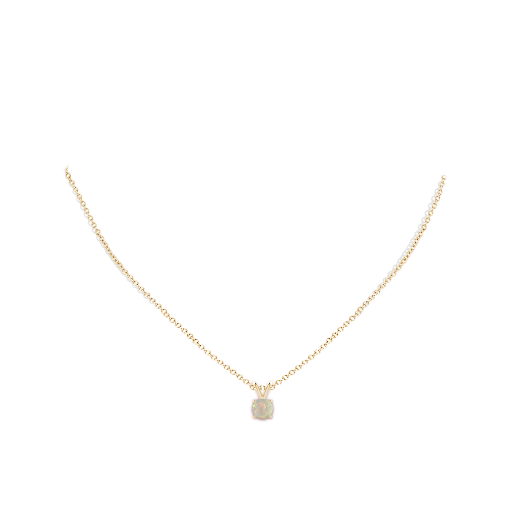 6mm AAAA V-Bale Round Opal Solitaire Pendant in 10K Yellow Gold Body-Neck