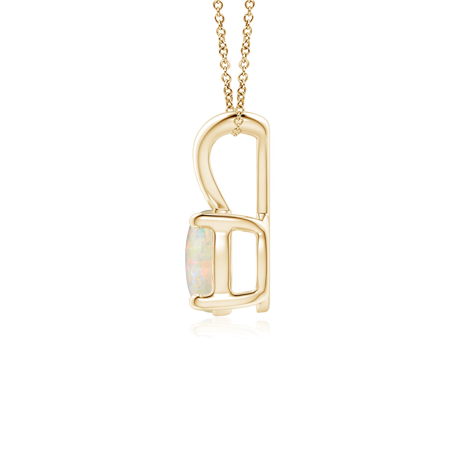 6mm AAAA V-Bale Round Opal Solitaire Pendant in 18K Yellow Gold