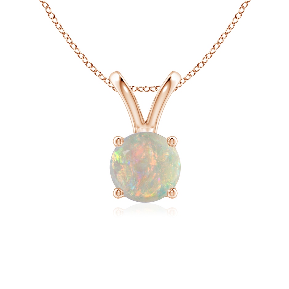 6mm AAAA V-Bale Round Opal Solitaire Pendant in Rose Gold 
