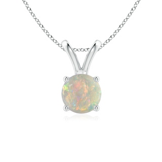 6mm AAAA V-Bale Round Opal Solitaire Pendant in White Gold