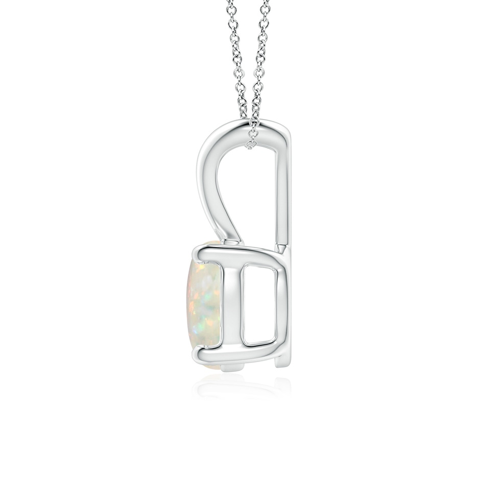 7mm AAA V-Bale Round Opal Solitaire Pendant in 18K White Gold side 199