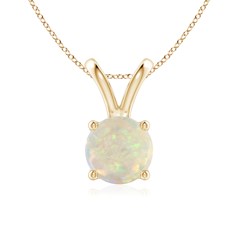 7mm AAA V-Bale Round Opal Solitaire Pendant in 18K Yellow Gold 