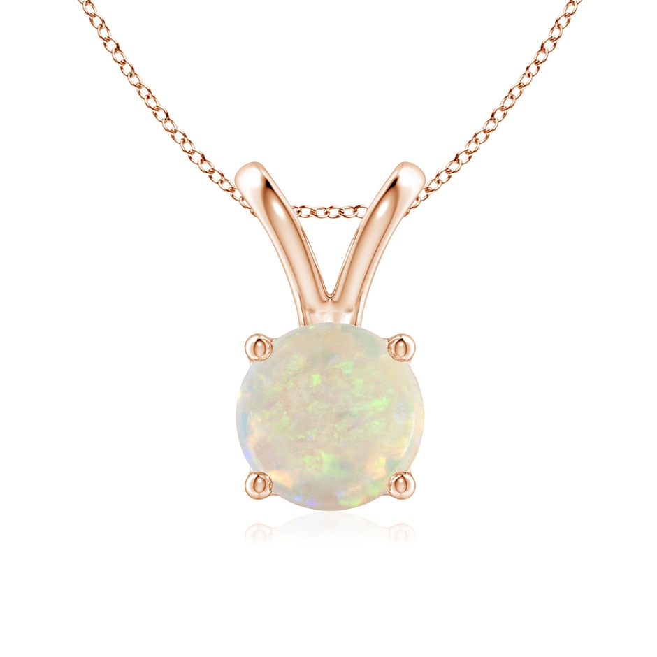 7mm AAA V-Bale Round Opal Solitaire Pendant in Rose Gold 