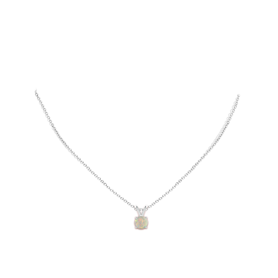 7mm AAAA V-Bale Round Opal Solitaire Pendant in 18K White Gold pen