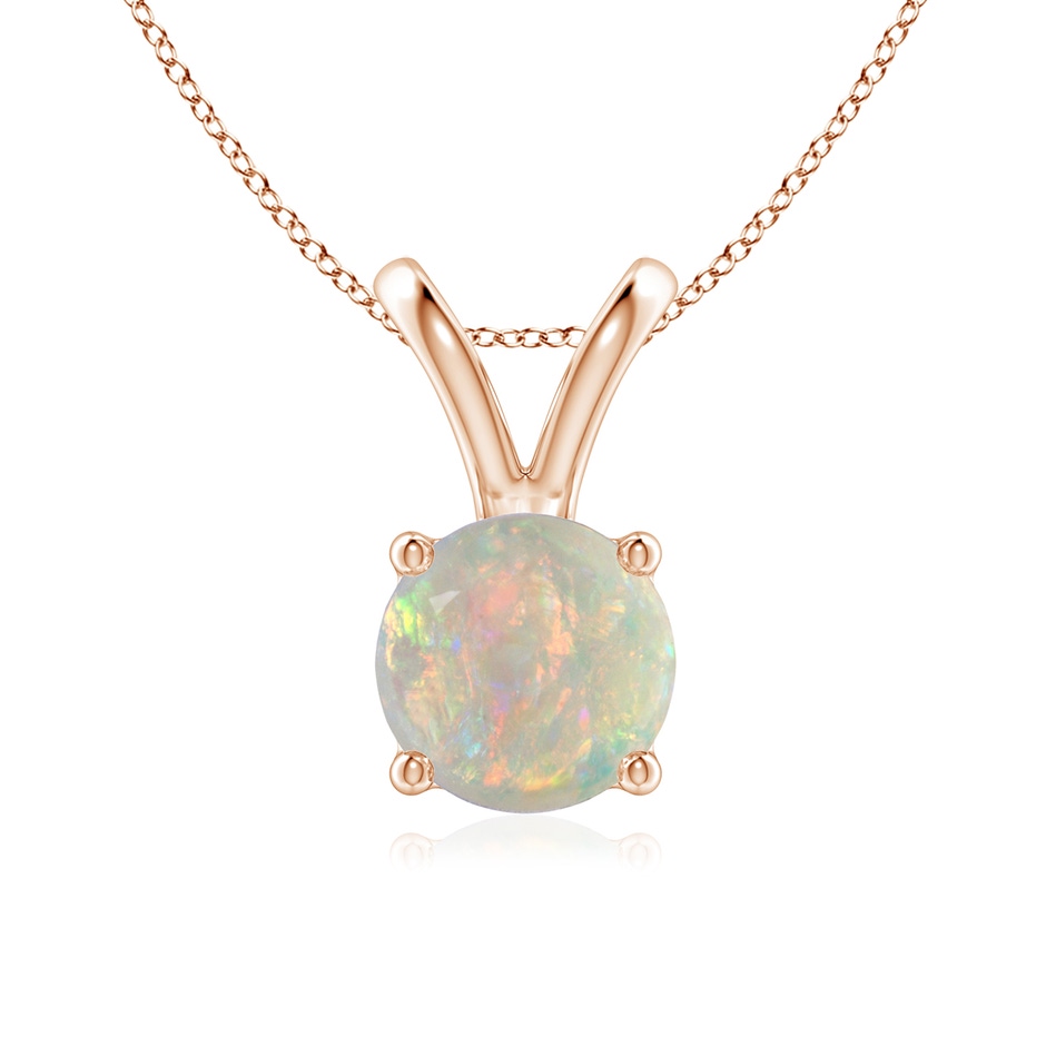 7mm AAAA V-Bale Round Opal Solitaire Pendant in Rose Gold 