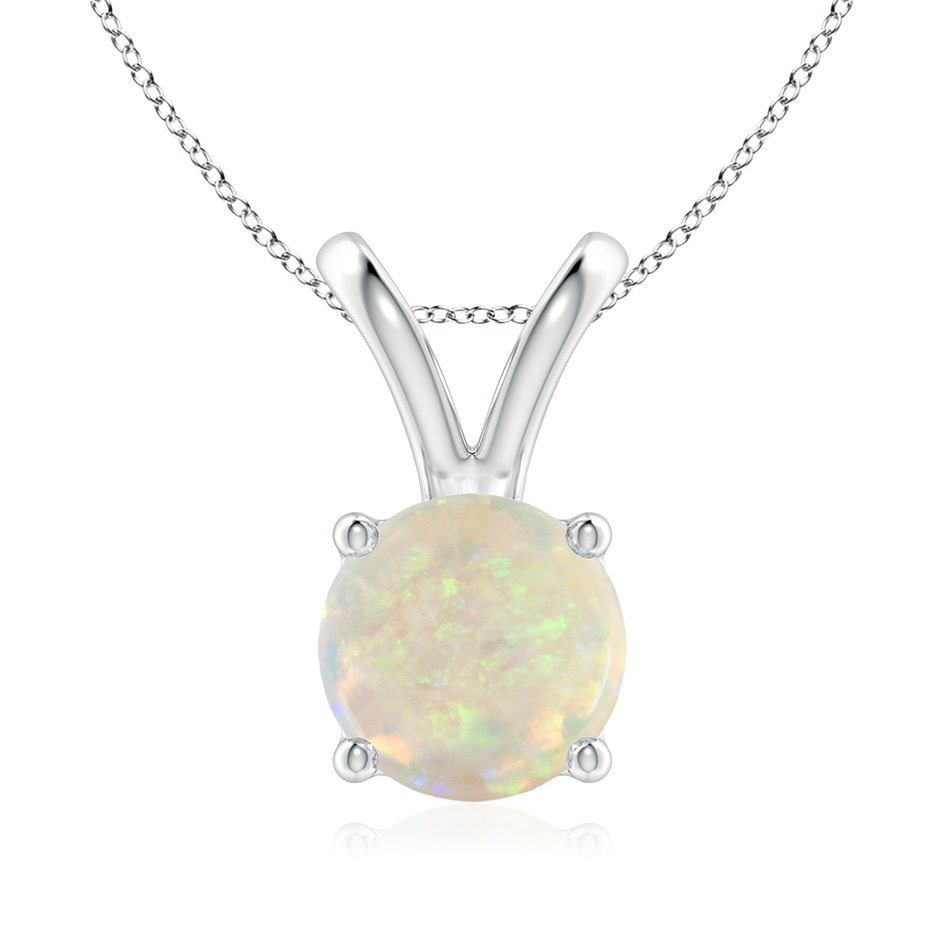 8mm AAA V-Bale Round Opal Solitaire Pendant in 18K White Gold 