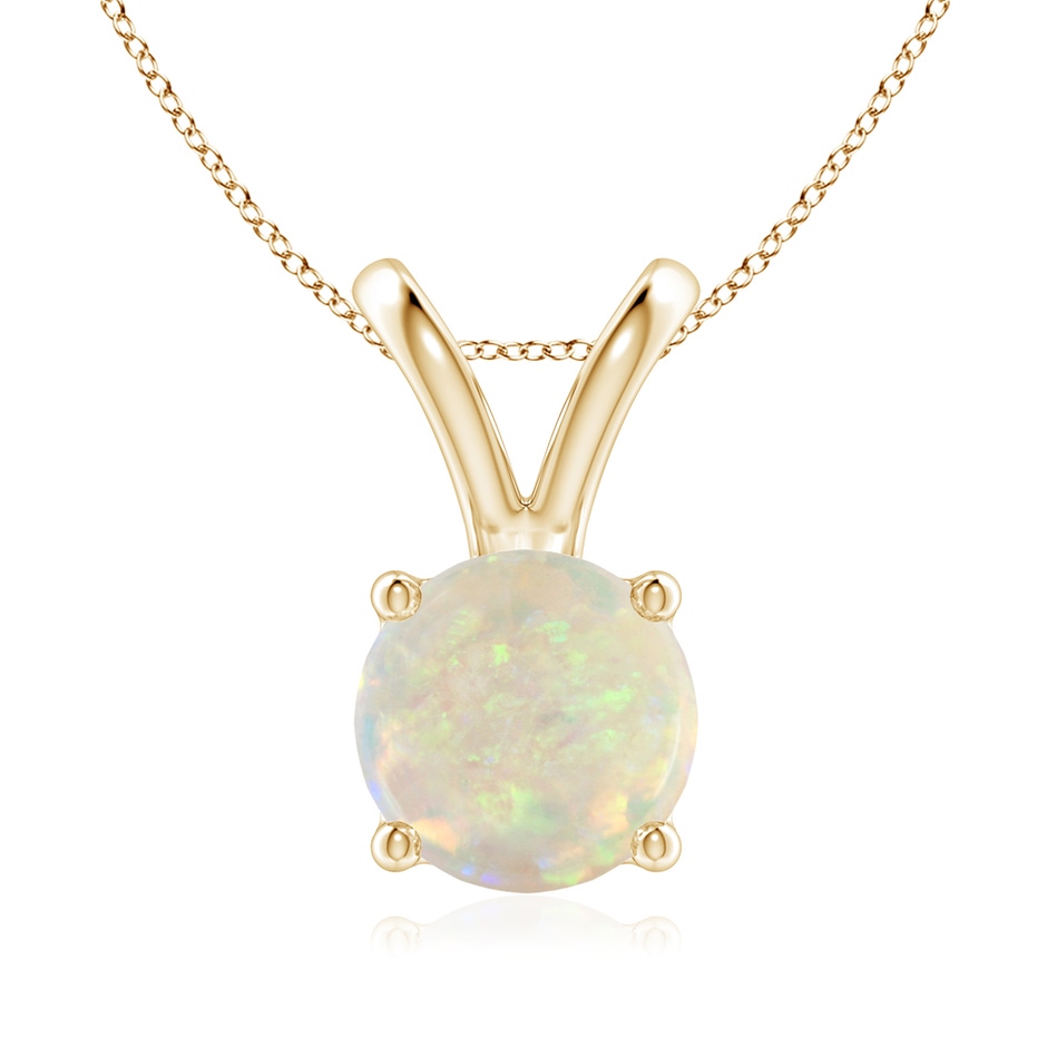 8mm AAA V-Bale Round Opal Solitaire Pendant in 18K Yellow Gold 
