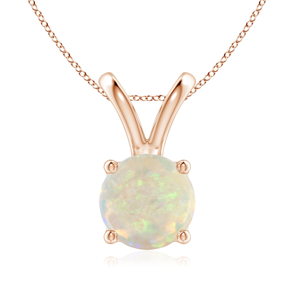 8mm AAA V-Bale Round Opal Solitaire Pendant in Rose Gold 