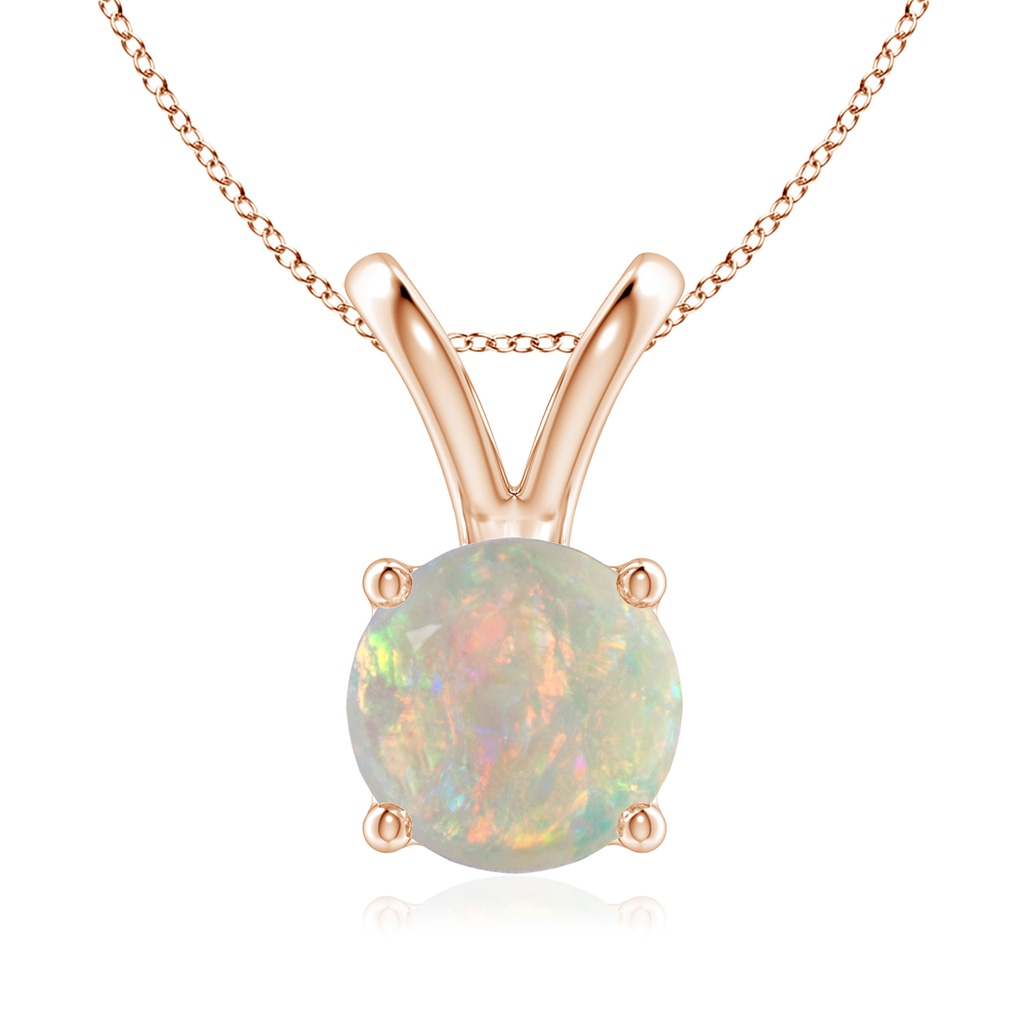 8mm AAAA V-Bale Round Opal Solitaire Pendant in 18K Rose Gold