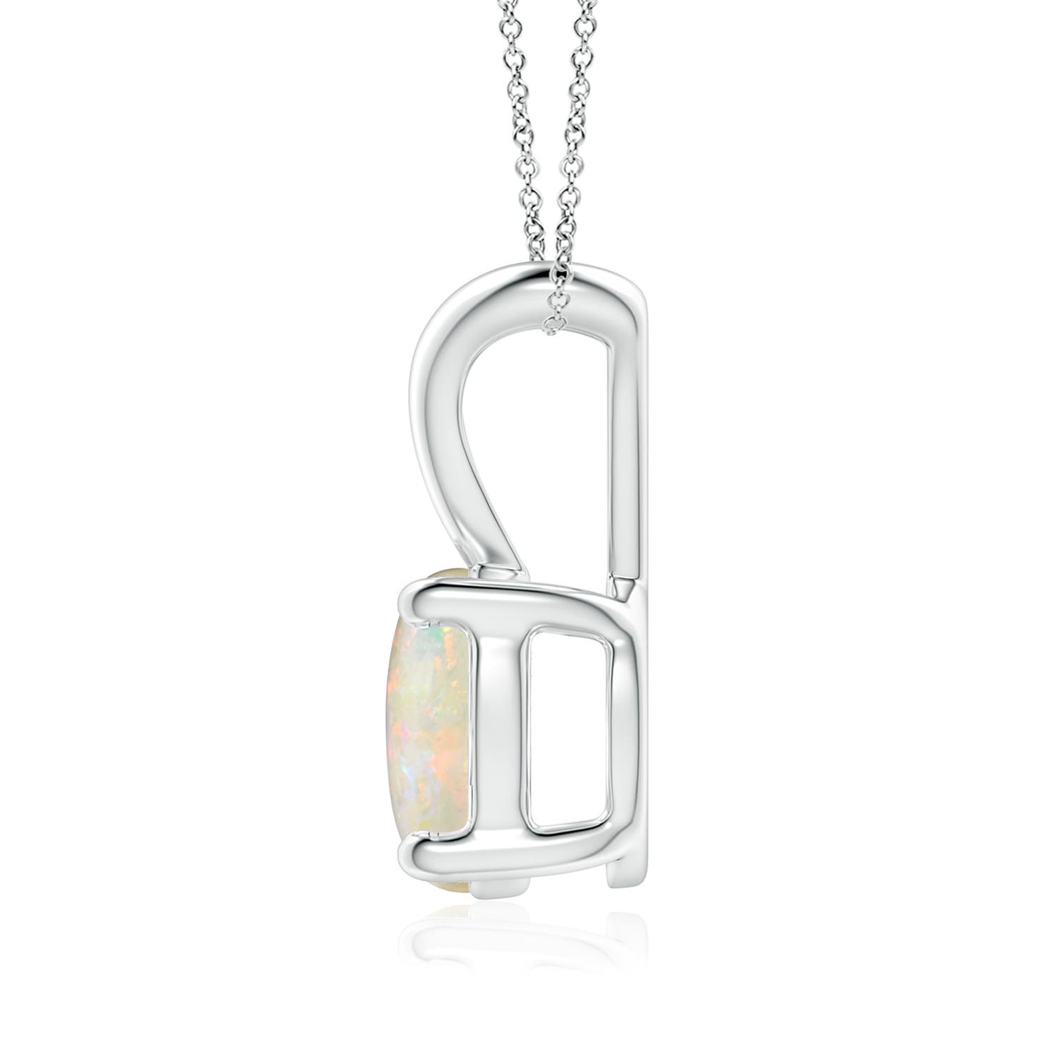 8mm AAAA V-Bale Round Opal Solitaire Pendant in 18K White Gold