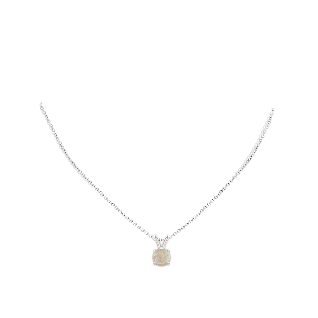 8mm AAAA V-Bale Round Opal Solitaire Pendant in White Gold Body-Neck