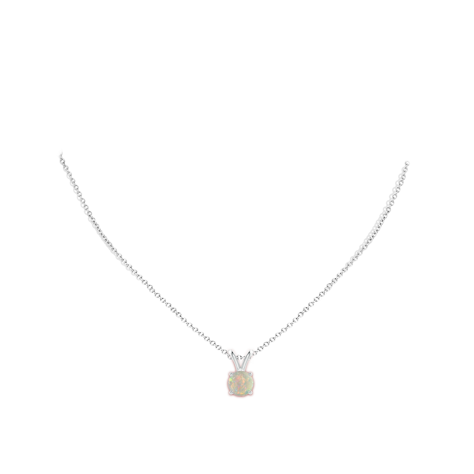 8mm AAAA V-Bale Round Opal Solitaire Pendant in White Gold body-neck