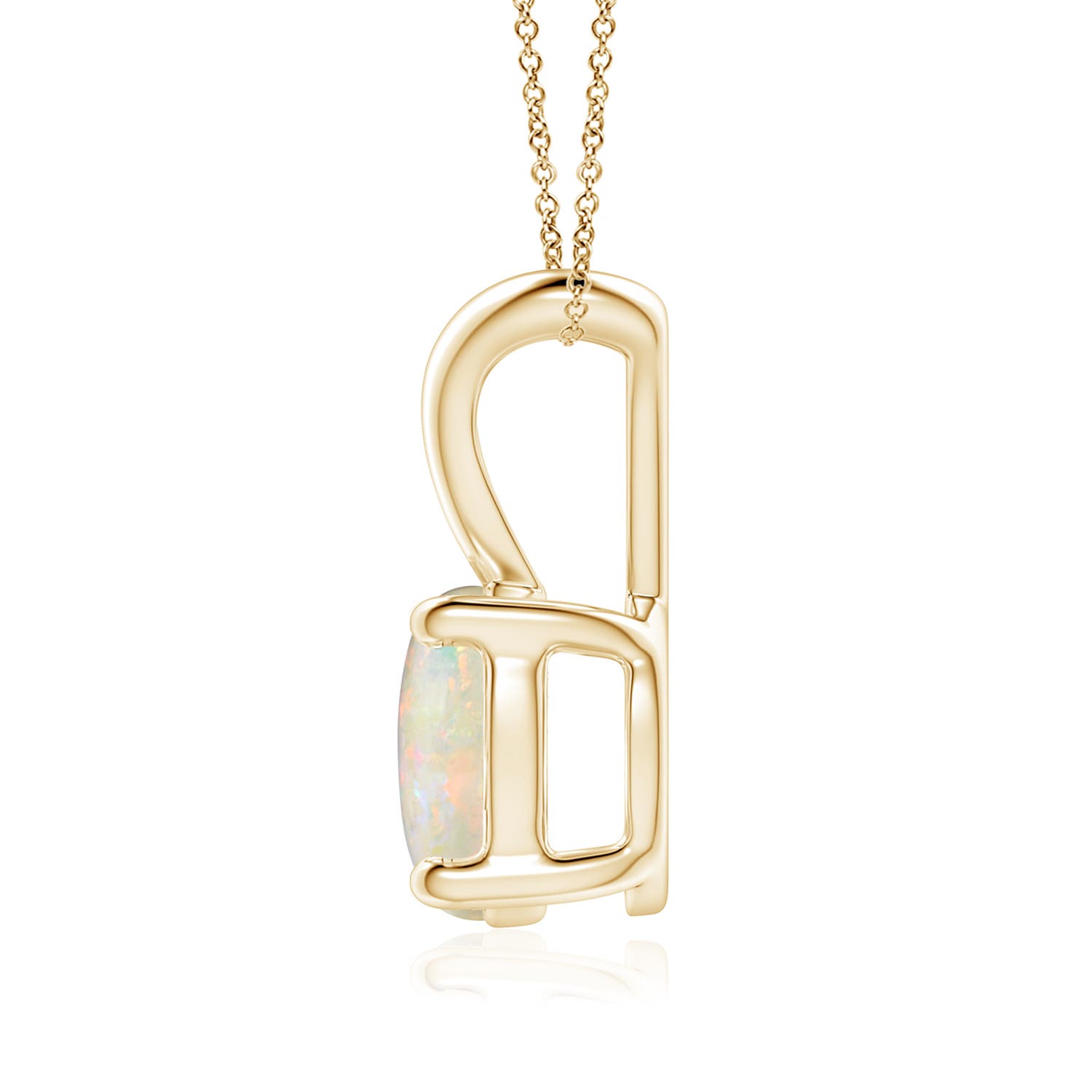 8mm AAAA V-Bale Round Opal Solitaire Pendant in Yellow Gold - side 3