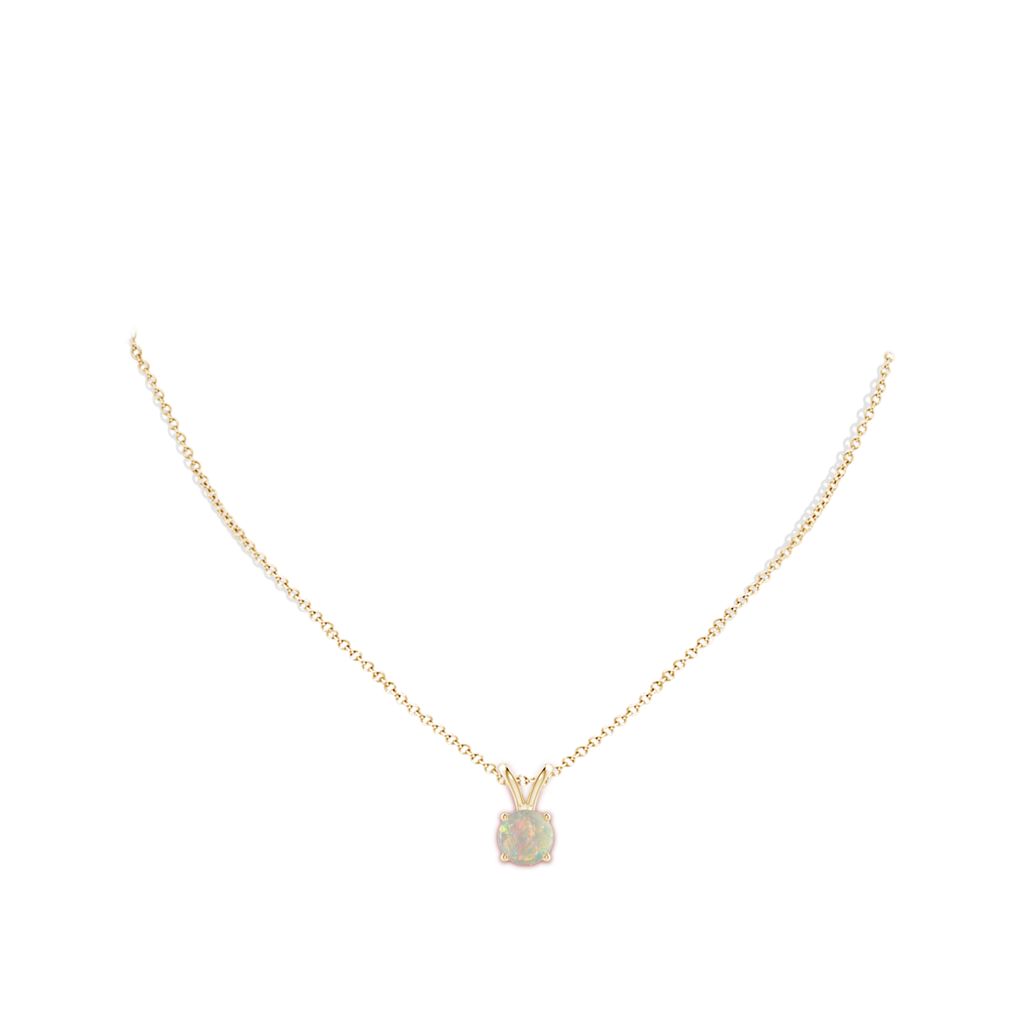 8mm AAAA V-Bale Round Opal Solitaire Pendant in Yellow Gold - body_neck
