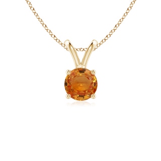 5mm AAA V-Bale Round Orange Sapphire Solitaire Pendant in Yellow Gold