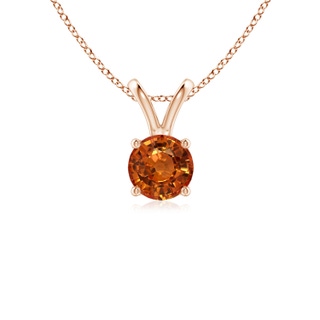 5mm AAAA V-Bale Round Orange Sapphire Solitaire Pendant in Rose Gold