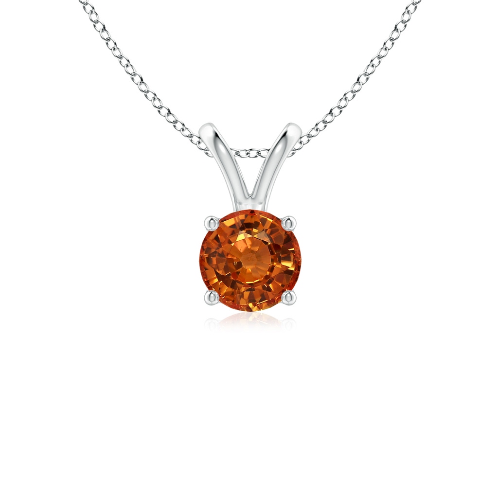 5mm AAAA V-Bale Round Orange Sapphire Solitaire Pendant in S999 Silver