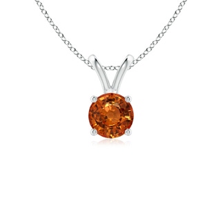 5mm AAAA V-Bale Round Orange Sapphire Solitaire Pendant in White Gold