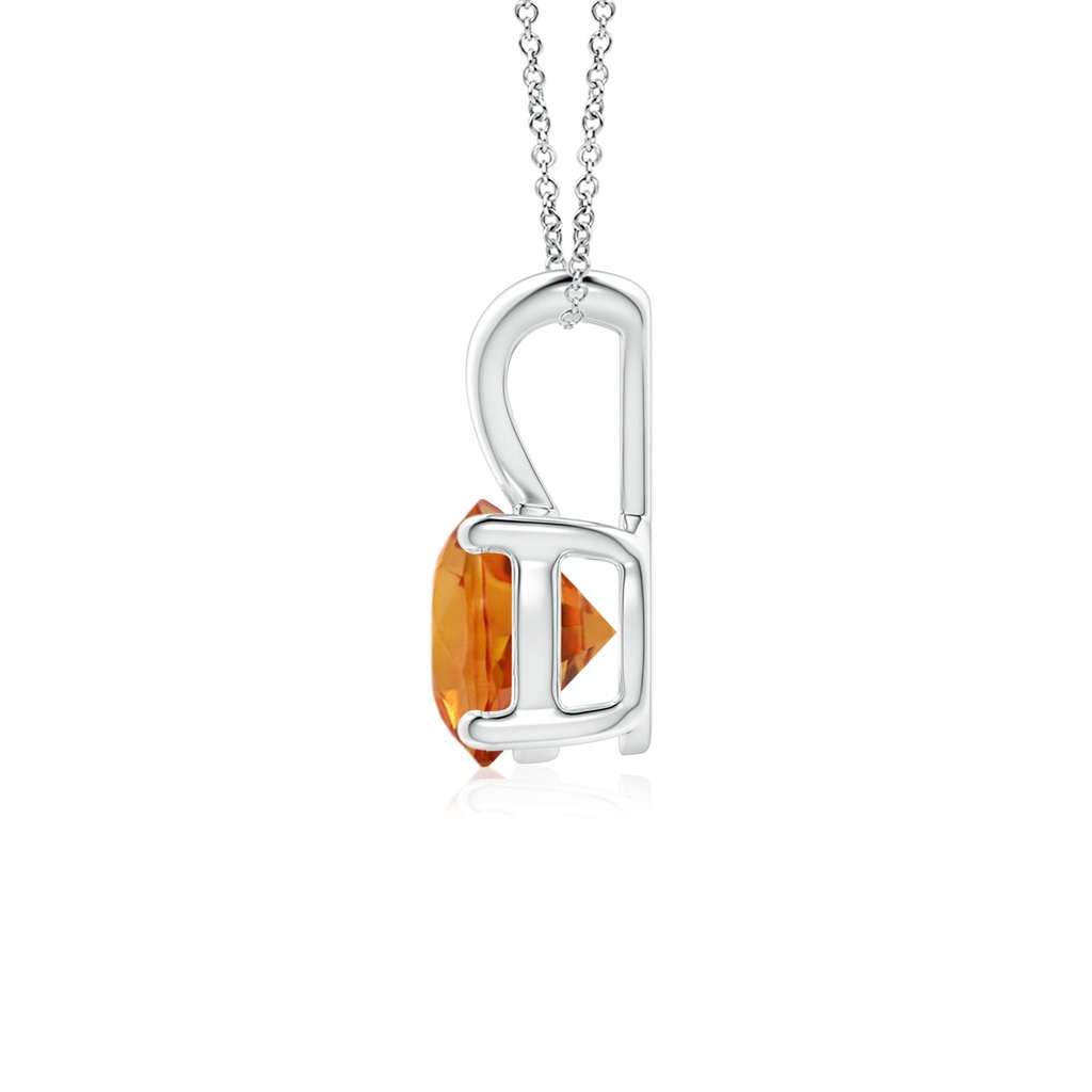 6mm AAA V-Bale Round Orange Sapphire Solitaire Pendant in White Gold Side 1