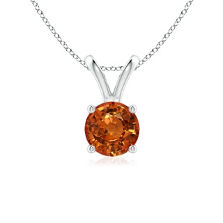 6mm AAAA V-Bale Round Orange Sapphire Solitaire Pendant in White Gold