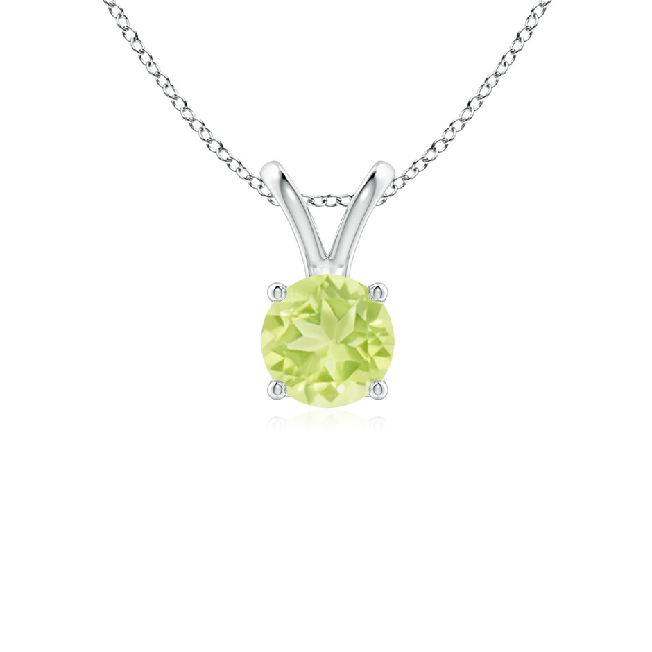 5mm A V-Bale Round Peridot Solitaire Pendant in S999 Silver 