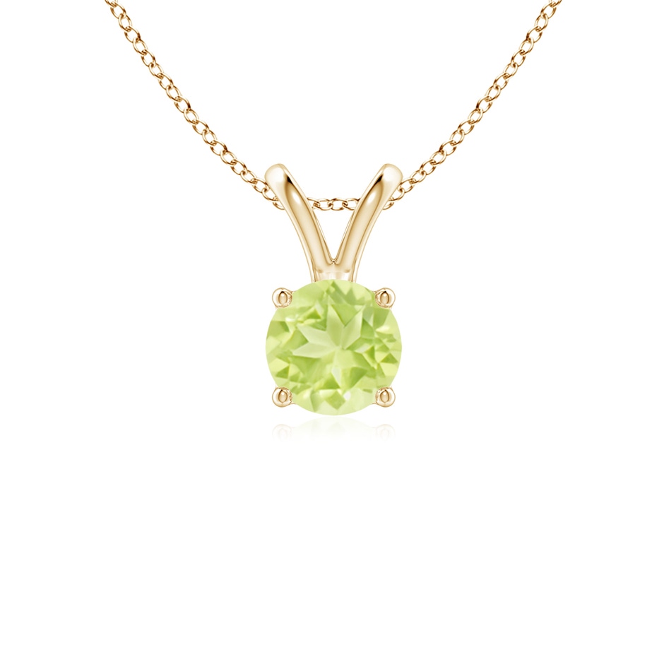 5mm A V-Bale Round Peridot Solitaire Pendant in Yellow Gold 