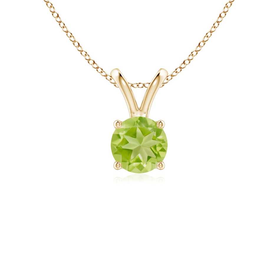 5mm AA V-Bale Round Peridot Solitaire Pendant in Yellow Gold 