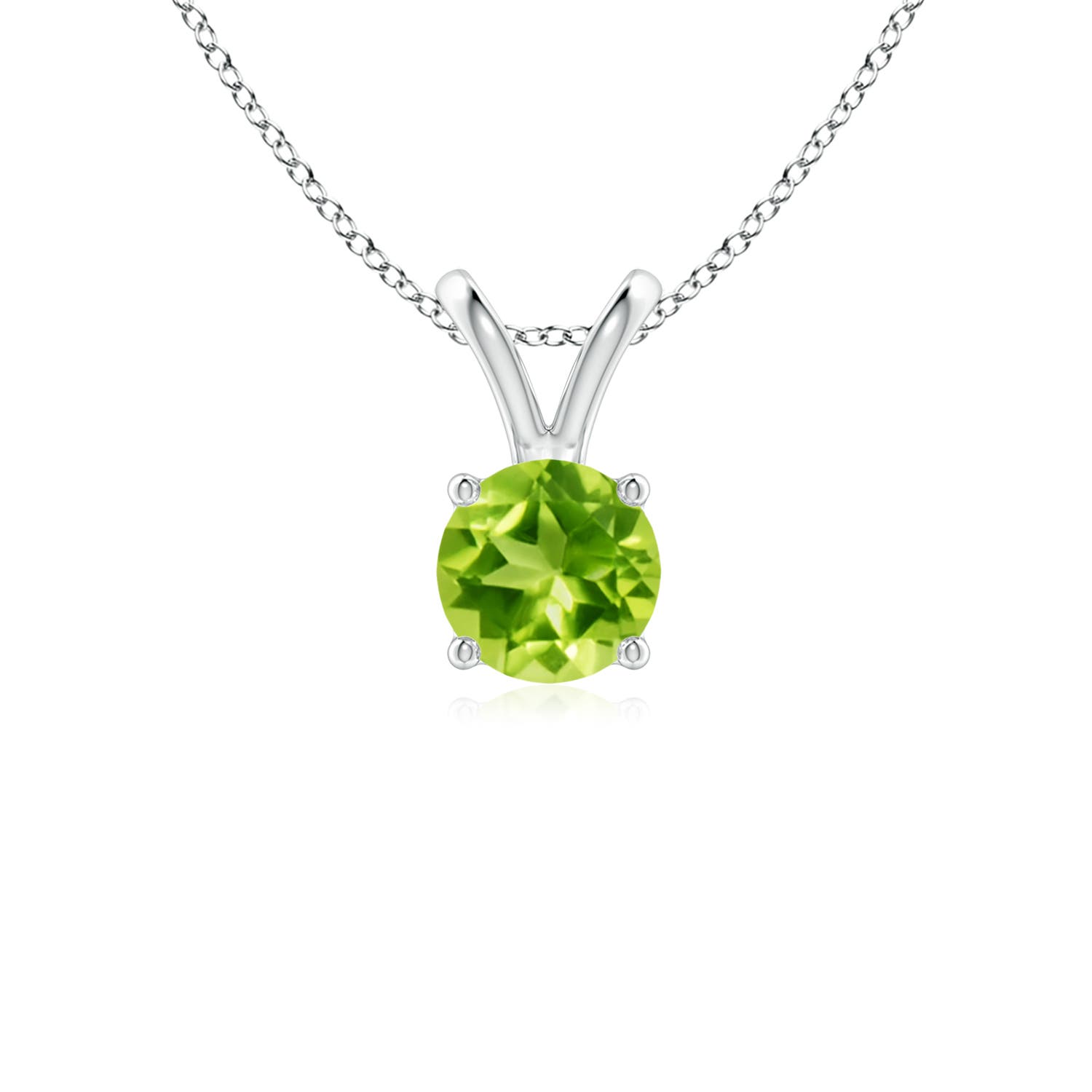 AAA - Peridot / 0.55 CT / 14 KT White Gold