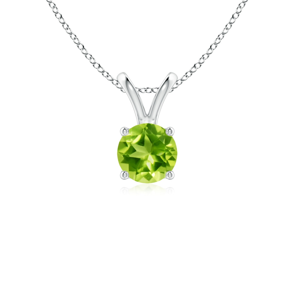 5mm AAA V-Bale Round Peridot Solitaire Pendant in White Gold 