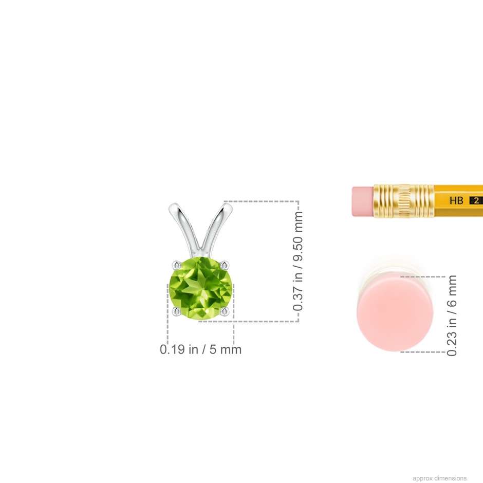 5mm AAA V-Bale Round Peridot Solitaire Pendant in White Gold ruler