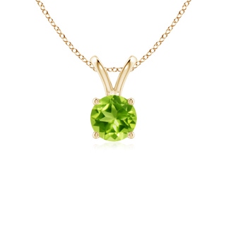 5mm AAA V-Bale Round Peridot Solitaire Pendant in Yellow Gold