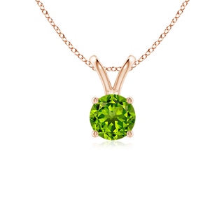 5mm AAAA V-Bale Round Peridot Solitaire Pendant in 9K Rose Gold