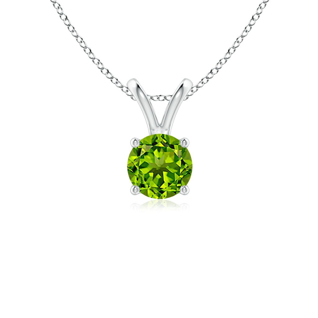 5mm AAAA V-Bale Round Peridot Solitaire Pendant in P950 Platinum