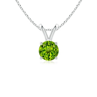 5mm AAAA V-Bale Round Peridot Solitaire Pendant in P950 Platinum