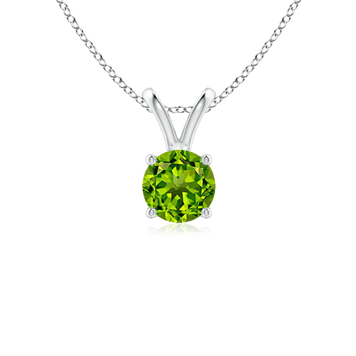 AAAA - Peridot / 0.55 CT / 14 KT White Gold