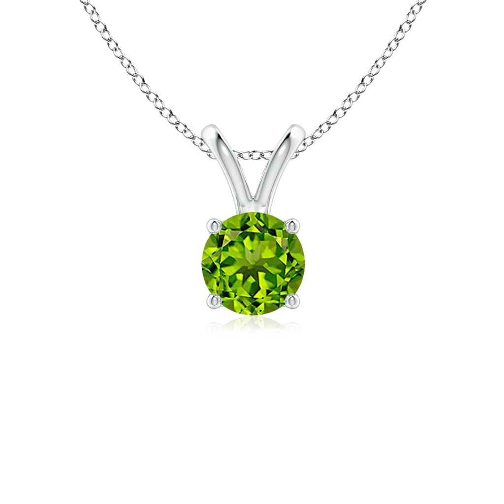 5mm AAAA V-Bale Round Peridot Solitaire Pendant in White Gold