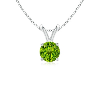 5mm AAAA V-Bale Round Peridot Solitaire Pendant in White Gold