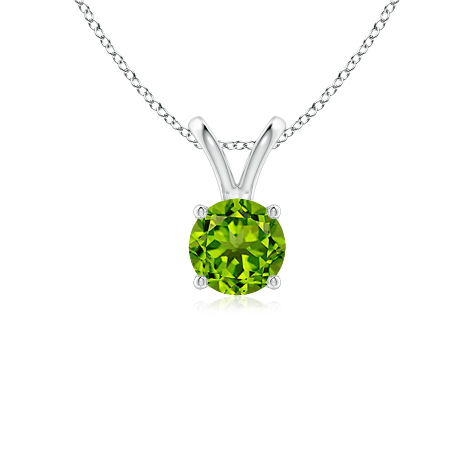 5mm AAAA V-Bale Round Peridot Solitaire Pendant in White Gold 