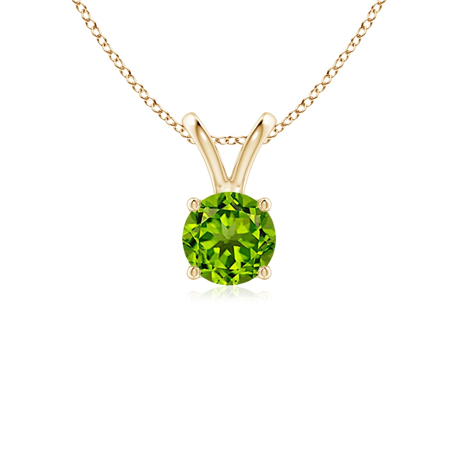 5mm AAAA V-Bale Round Peridot Solitaire Pendant in Yellow Gold 
