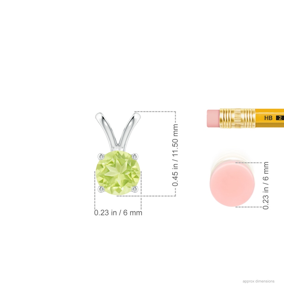 6mm A V-Bale Round Peridot Solitaire Pendant in S999 Silver ruler