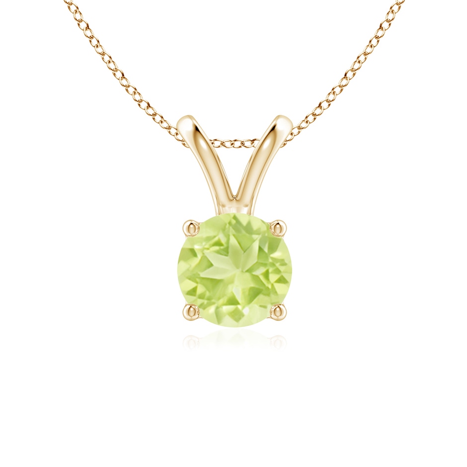 6mm A V-Bale Round Peridot Solitaire Pendant in Yellow Gold 