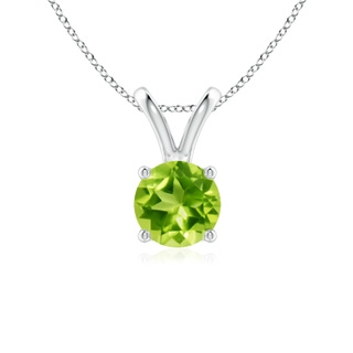 6mm AAA V-Bale Round Peridot Solitaire Pendant in White Gold