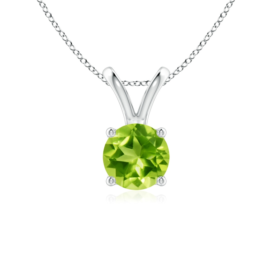 6mm AAA V-Bale Round Peridot Solitaire Pendant in White Gold 