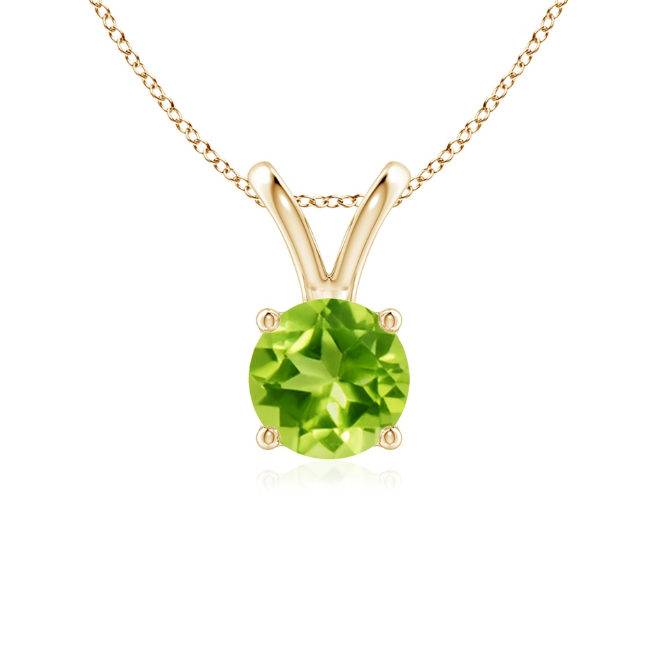 6mm AAA V-Bale Round Peridot Solitaire Pendant in Yellow Gold 